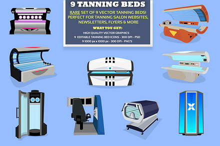 9 Tanning Bed Graphics and Icons
