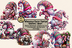 WHIMSICAL PINK YULETIDE GNOMES PNG, a Person Illustration by Daring Digies