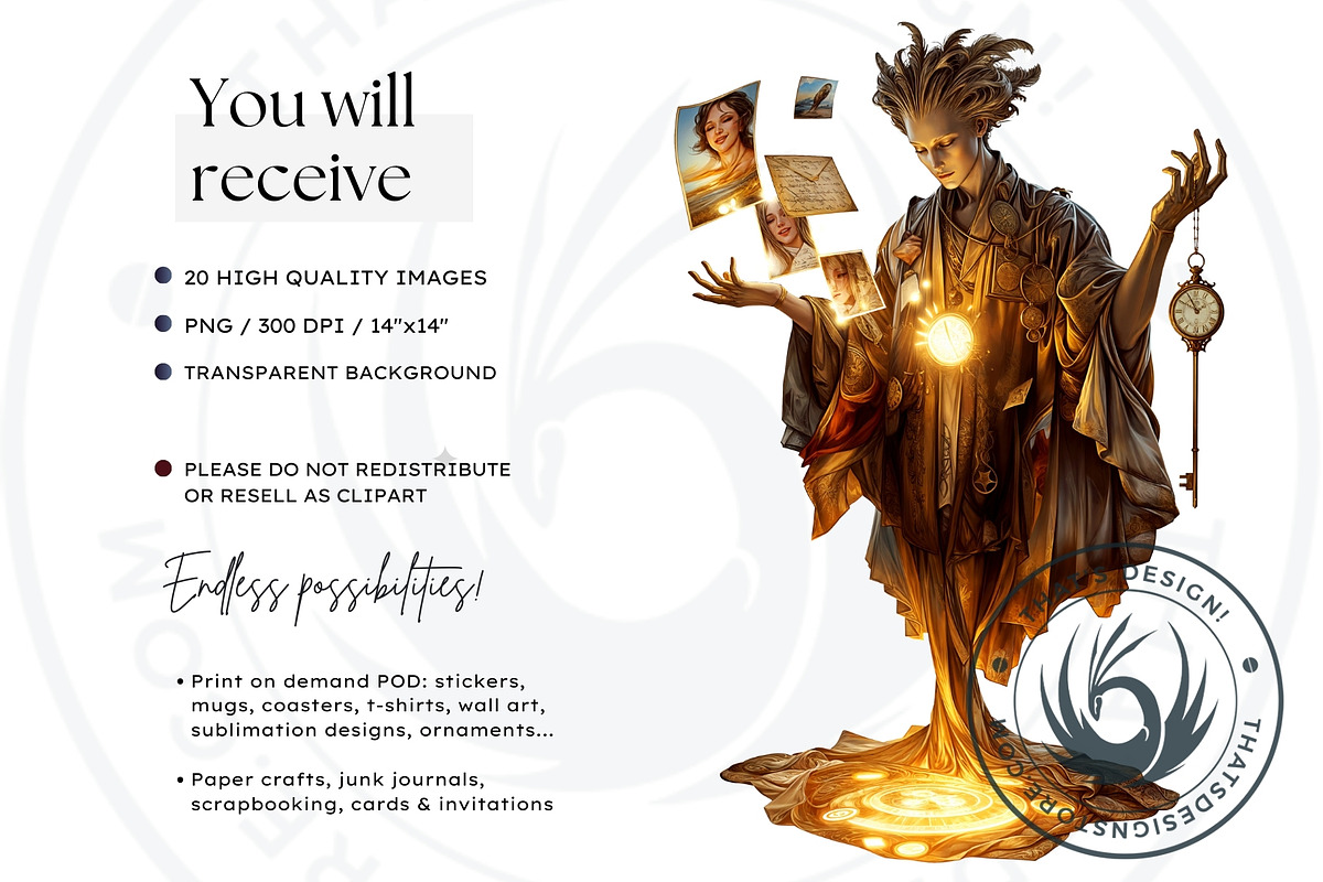 Mystic Dreamweaver Clipart Set, a Person Illustration by ThatsDesign Art (Photo 2 of 9)