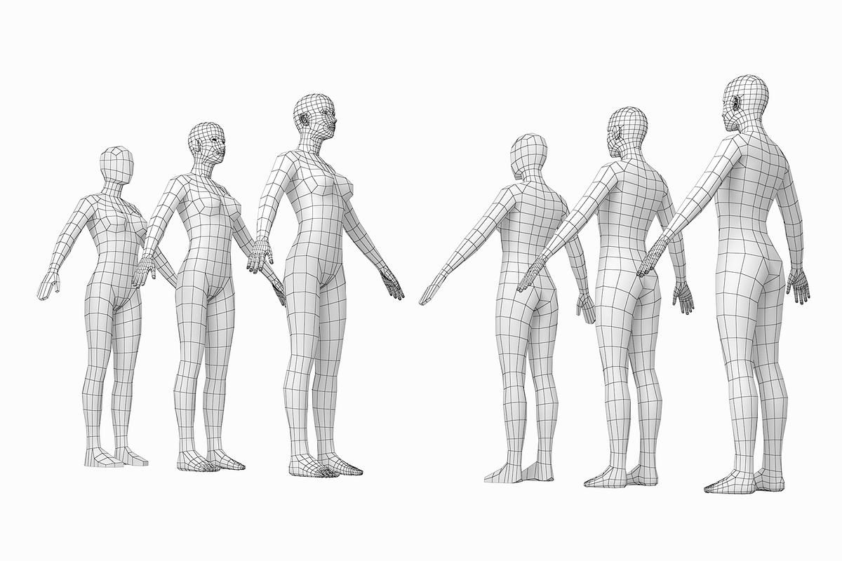 Female and Male Base Mesh A Pose, a Characters & Person 3D Model by VK Studio (Photo 2 of 5)