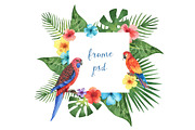 Tropical flowers and leaves., a Decorative Illustration by Elena Medvedeva (Thumbnail 5 of 8)