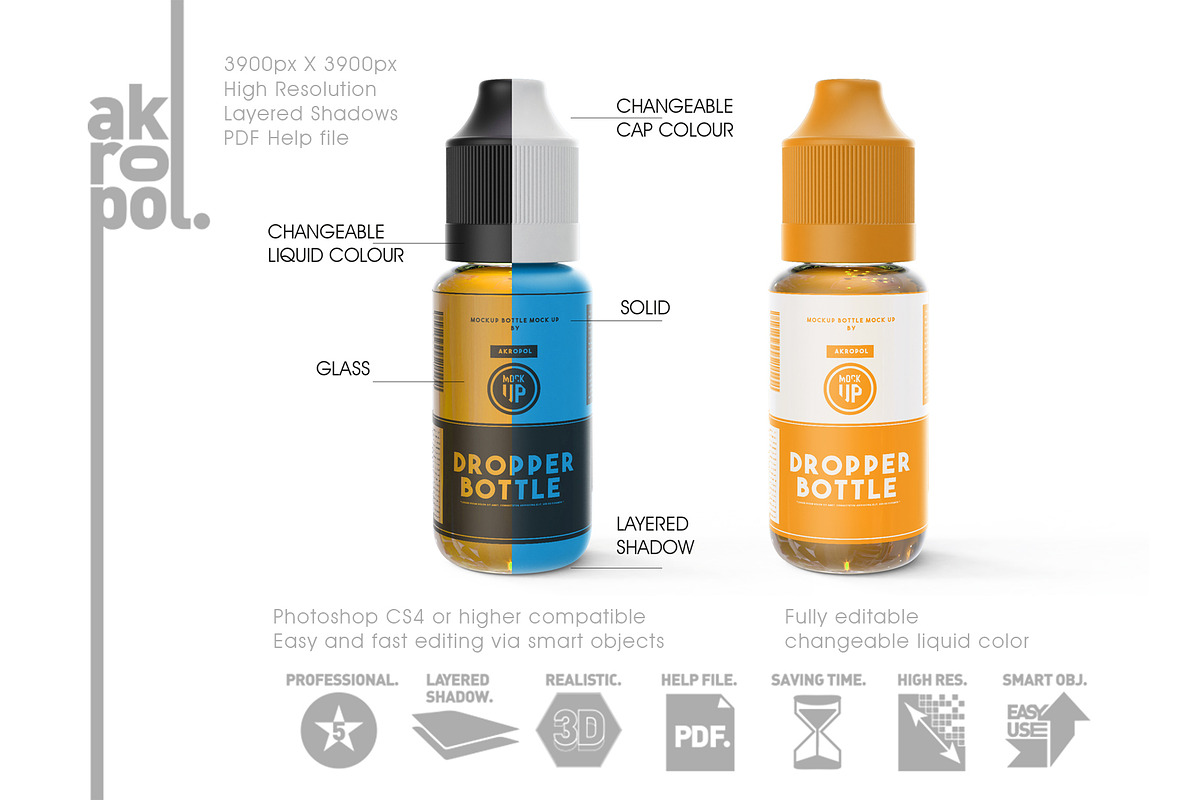 Unicorn Dropper Bottles Mock-up, a Cups & Container Mockup by akropol (Photo 10 of 14)