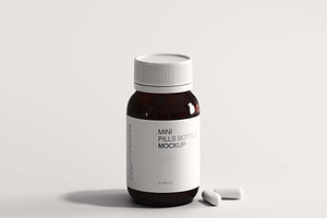 exclusive mini pills bottle mockup