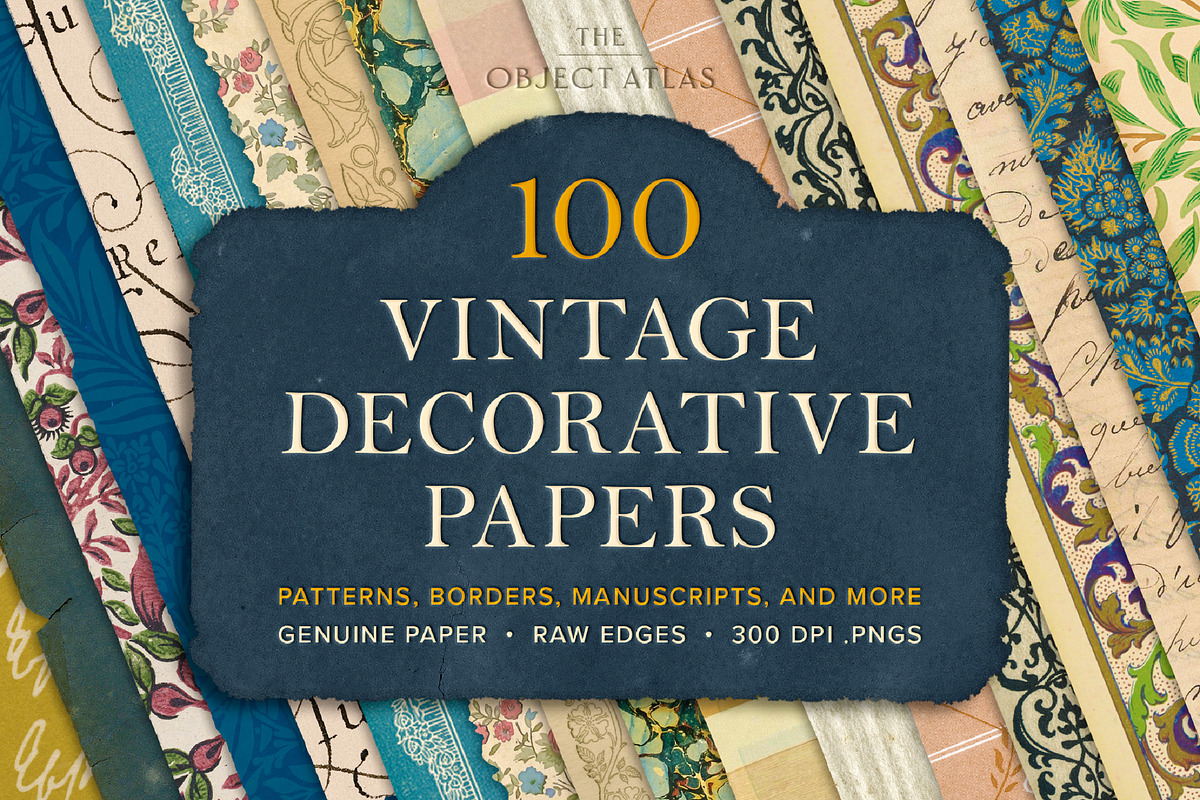 100 Vintage Decorative Papers, an Object Graphic by The Object Atlas (Photo 1 of 9)