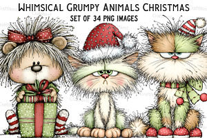 Whimsical Grumpy Animals Christmas, an Illustration by Craft Nest