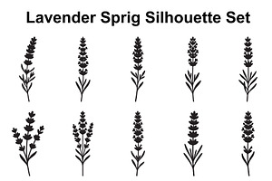 Lavender Flower Silhouette Set