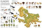 Europe isometric flora & fauna map, an Animal Illustration by pet design shop (Thumbnail 2 of 5)