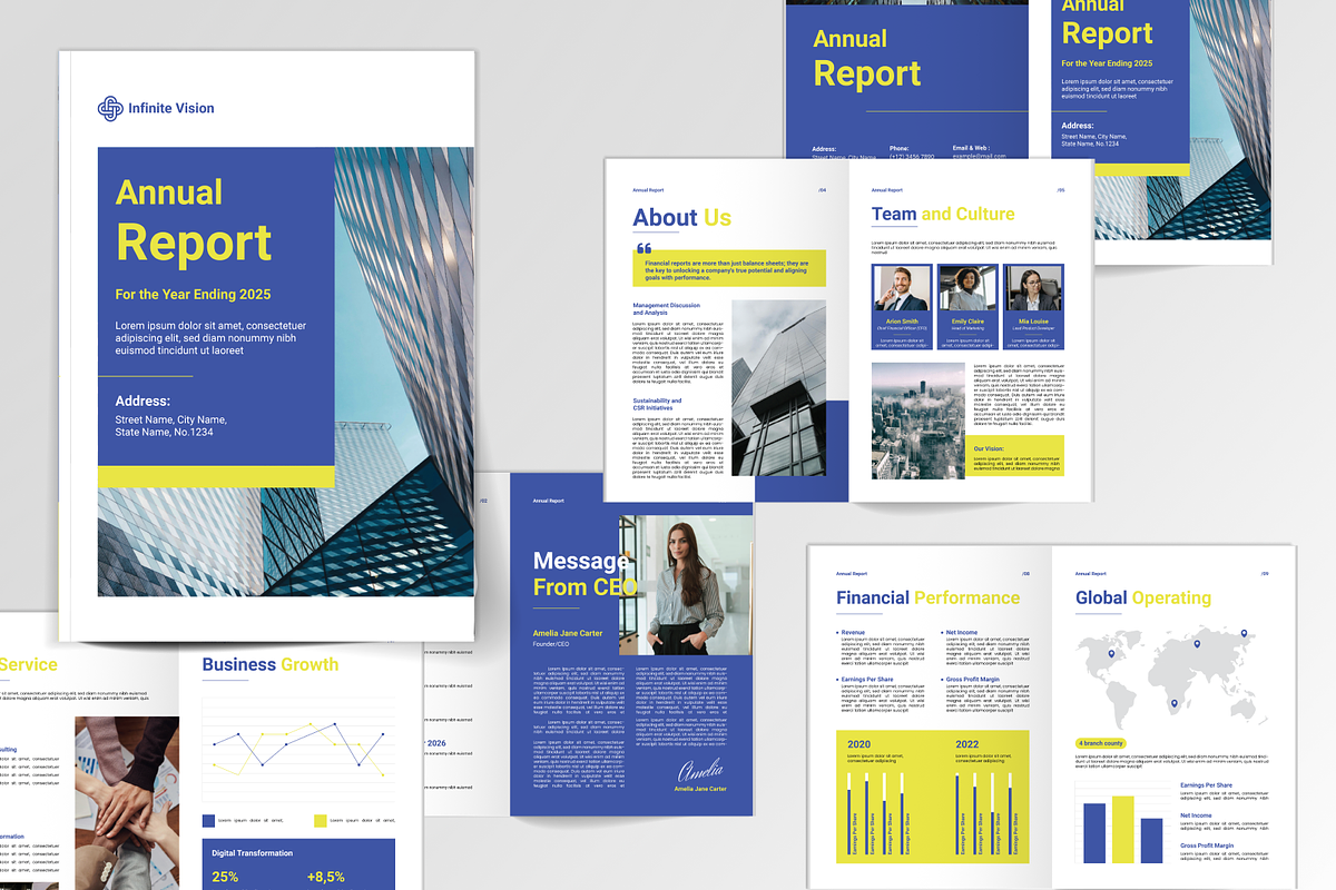Blue Annual Financial Report, a Magazine Template by Annora Studio (Photo 2 of 6)