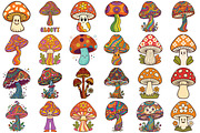 Groovy Mushrooms Clipart, an Object Illustration by Forhadx5 (Thumbnail 3 of 11)