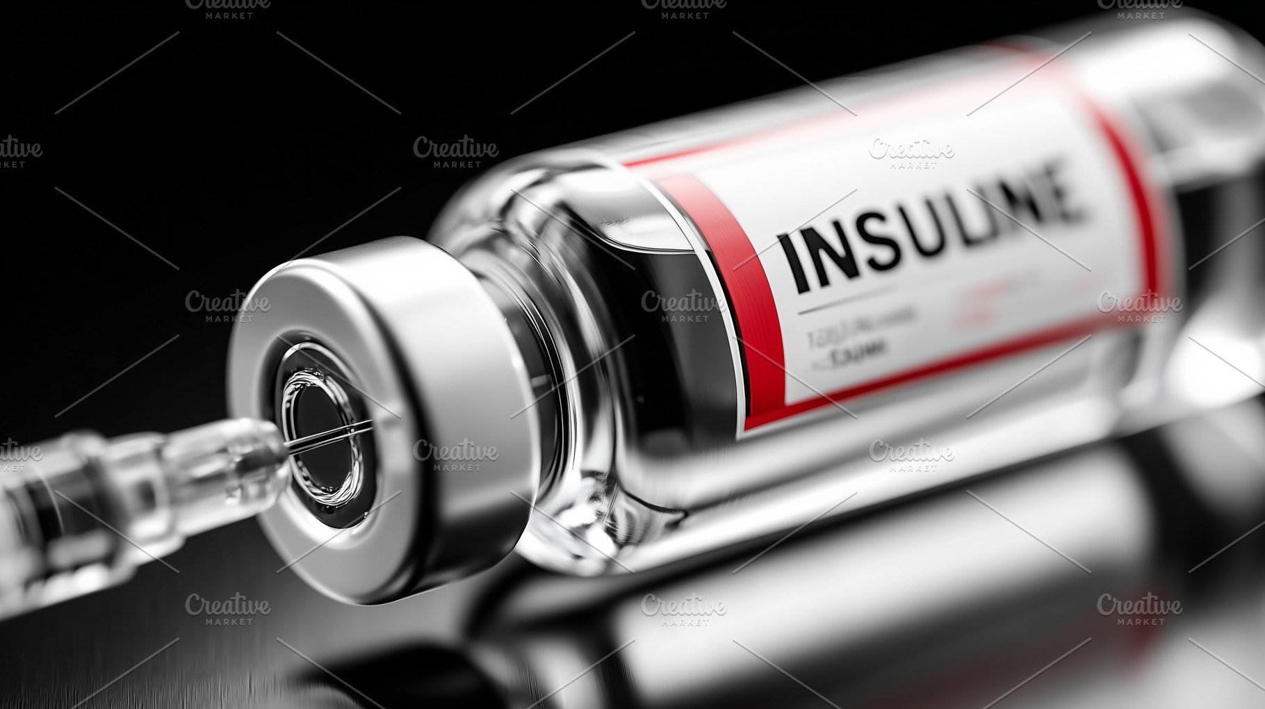 Close up of insulin vial, syringe, a Health & Medical Photo by MistyDay