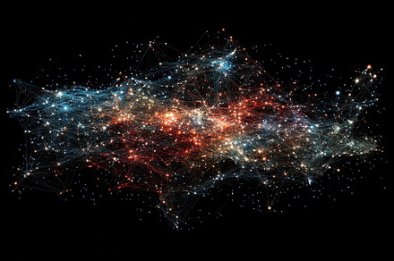 Network connections glowing nodes ab, a Background Photo by Pixeness