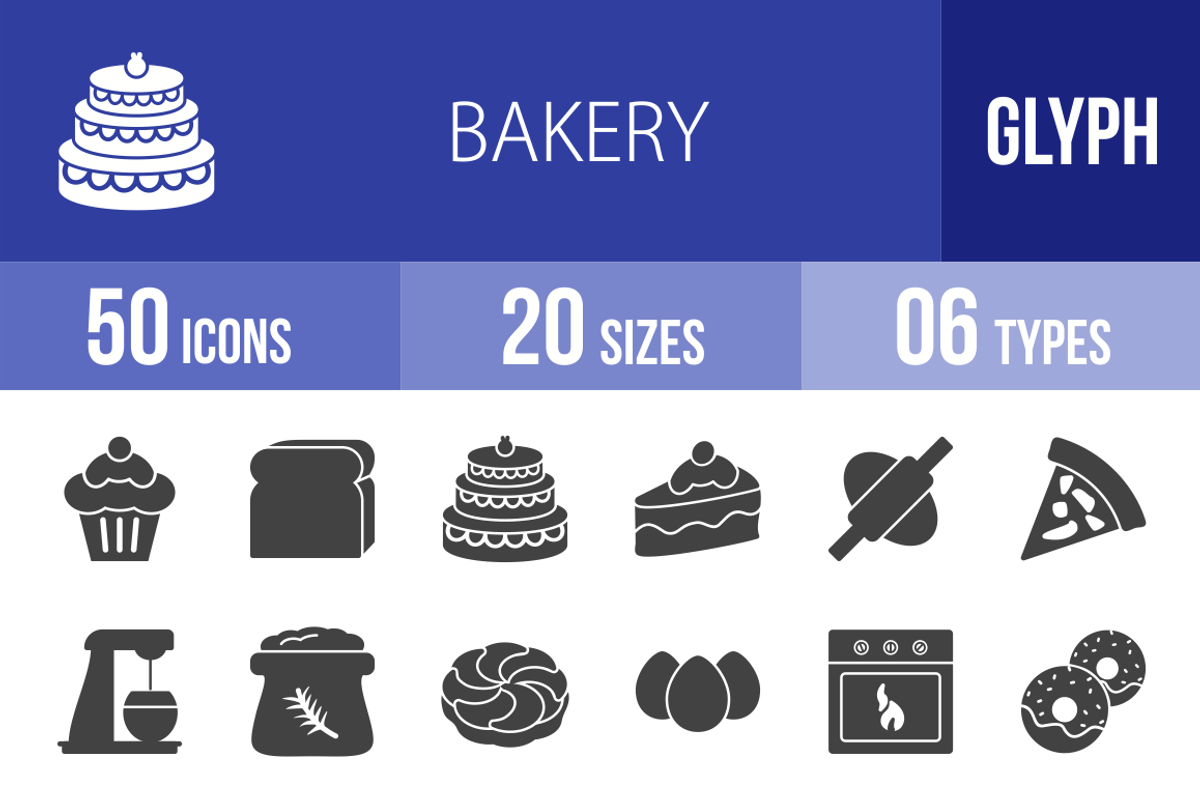 50 Bakery Glyph Icons