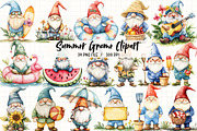 Watercolor Summer Gnome Clipart, an Illustration by Libby Wishes (Thumbnail 1 of 6)