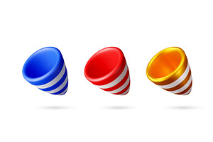 Set of three 3d party popper cone, an Object Illustration by Abscent