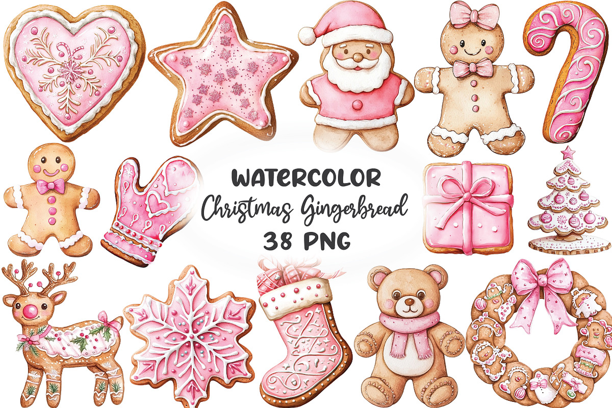 Pink Christmas Gingerbread Sublimati, an Illustration by CraftArtStudio (Photo 1 of 6)