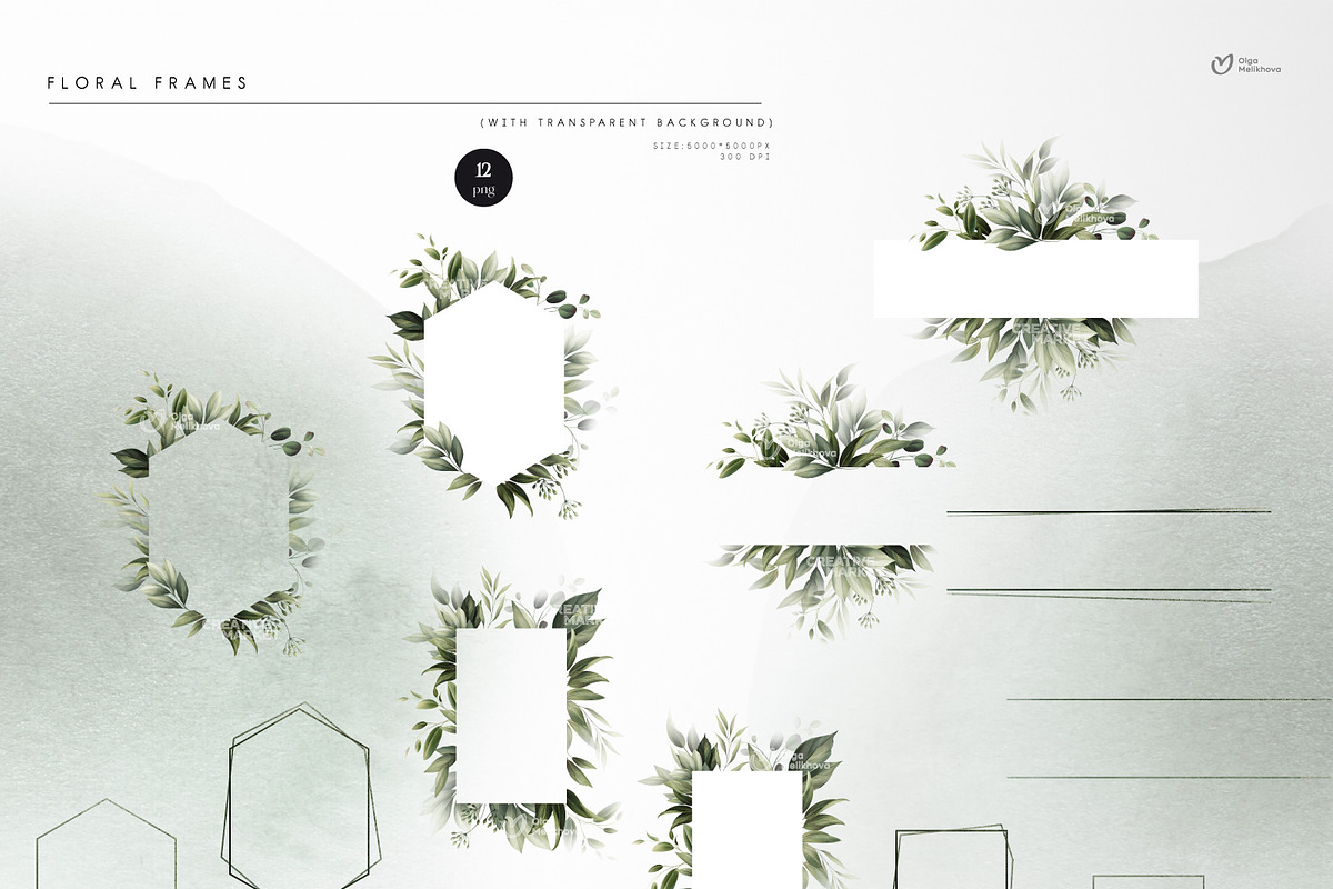 Green leaves - greenery clipart, an Illustration by ollalya (Photo 5 of 12)