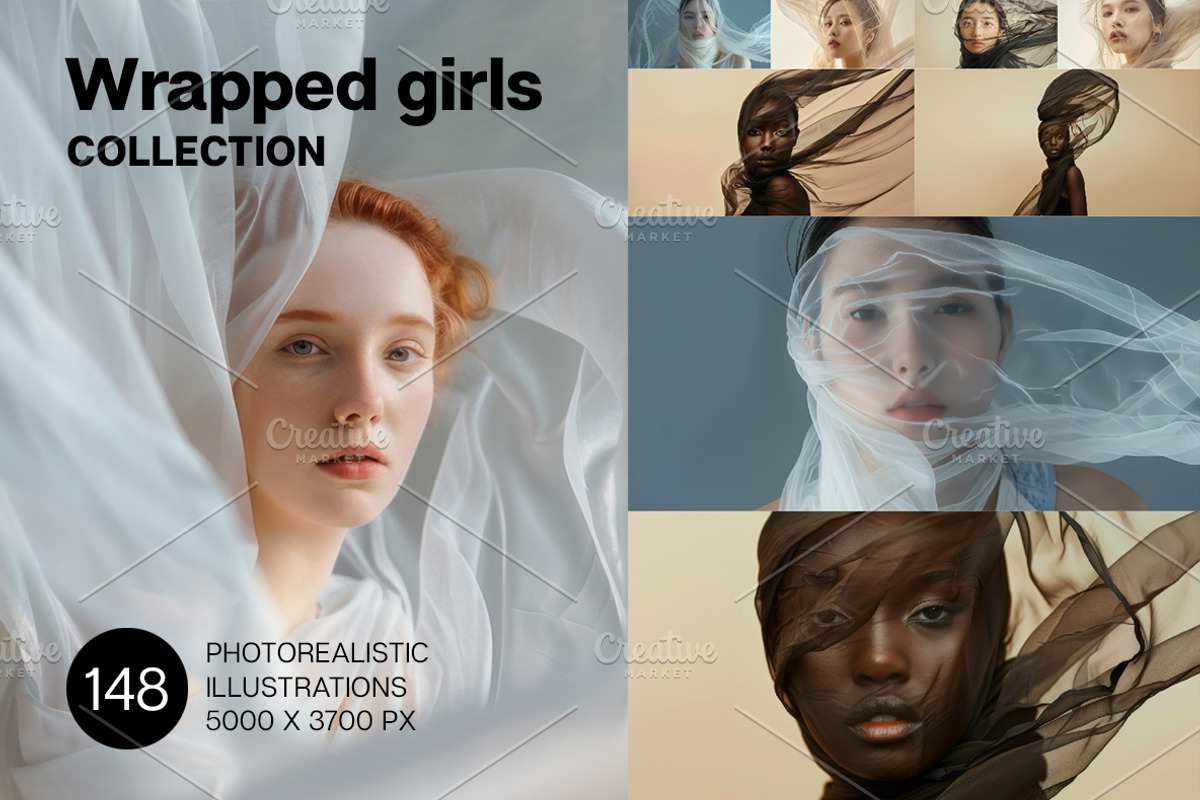 148 Young wrapped models, a Beauty & Fashion Photo by Handmadefont (Photo 1 of 153)