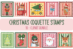 Christmas Coquette Stamps Clipart, an Illustration by Libby Wishes