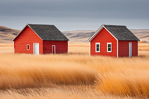 Two small red wooden houses standing, an Architecture Photo by MistyDay