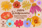Retro Wildflowers - Bold Flowers, a Texture Illustration by Dear Darling Design (Thumbnail 1 of 11)