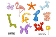 Animal Balloons Clipart birthday png, an Animal Illustration by Milatoo (Thumbnail 1 of 3)