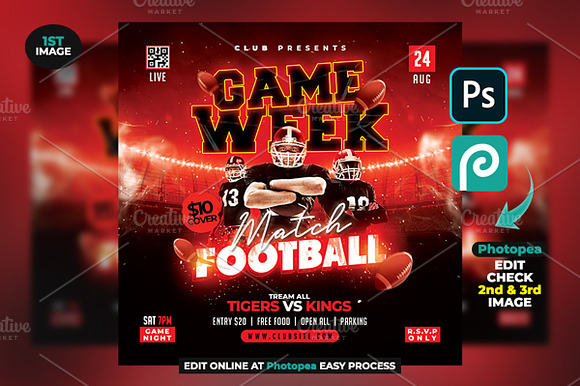 Game Week Football Match Flyer preview 3