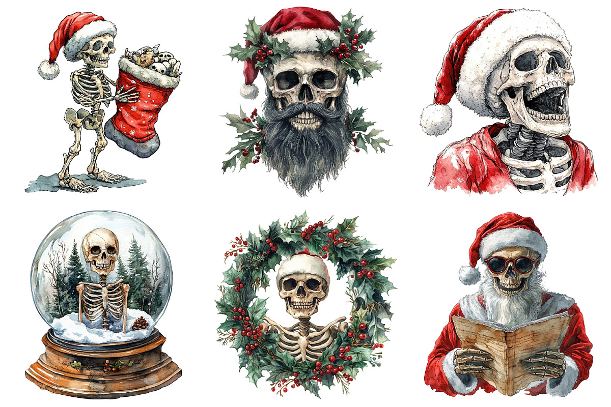 Skeleton Santa Clipart, an Illustration by Daily.Designs (Photo 2 of 4)