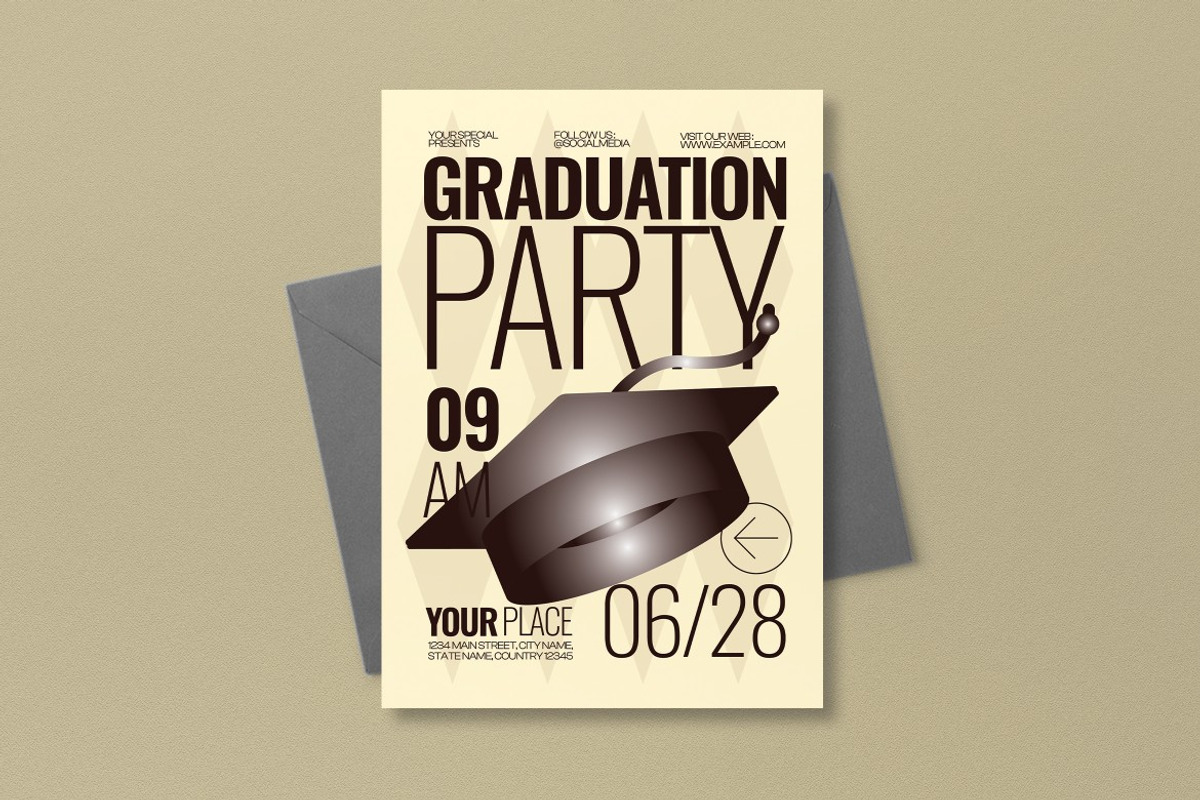 Beige Graduation Party Invitation, a Card Template by graphicook (Photo 3 of 3)