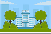 hospital building landscaped vector, a Healthcare Illustration by zyxroun shop (Thumbnail 1 of 3)
