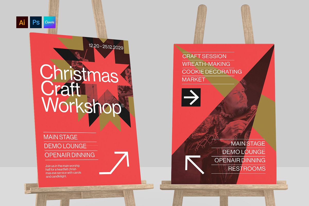 Modern Christmas Poster Template, a Poster Template by BrandPacks (Photo 1 of 5)