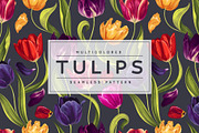 Multicolored Tulips Vector Pattern, a Pattern Graphic by MarynaPetrovska (Thumbnail 1 of 13)