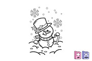 Coloring Page Snowman Illustration, a Seasonal Illustration by MISS CHATZ (Thumbnail 2 of 3)