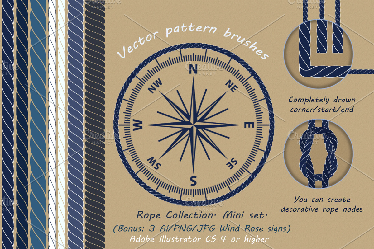 Rope vector pattern brushes