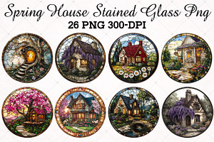Spring House Stained Glass PNG, an Illustration by RobertsArt