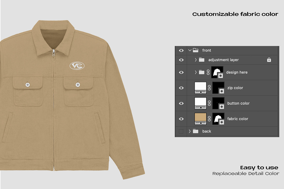 Mechanic jacket mockup, an Apparel Mockup by Voyage Studio (Photo 2 of 3)