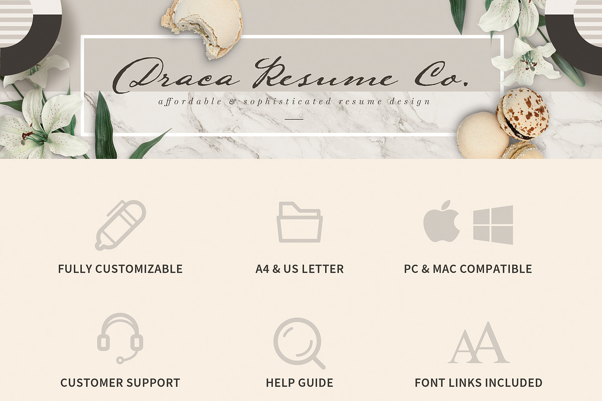 Professional Resume Template RE002, a Resume Template by Draca Design Co (Photo 4 of 4)
