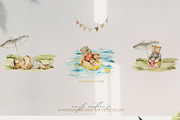 SALE Summer baby bear trip clipart, an Animal Illustration by 60secondsArt (Thumbnail 2 of 11)