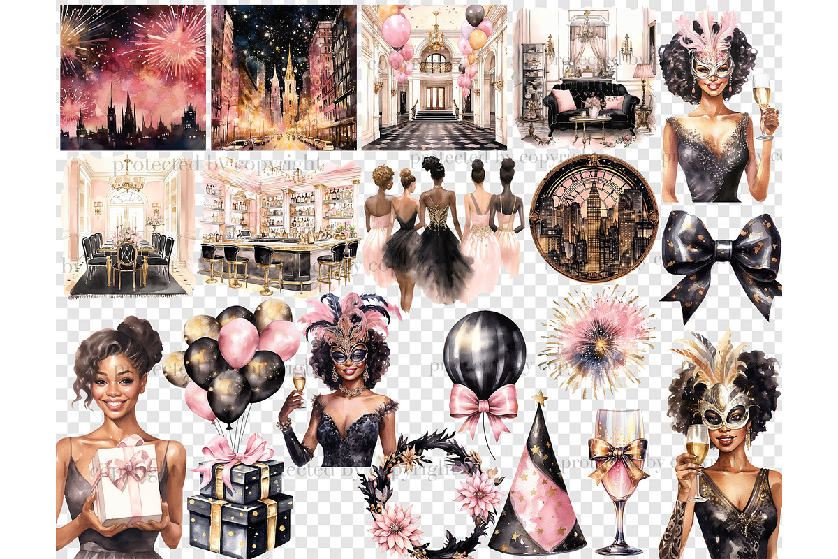 Happy New Year Clipart | Carnival, a Person Illustration by GlamArtZhanna (Photo 5 of 5)