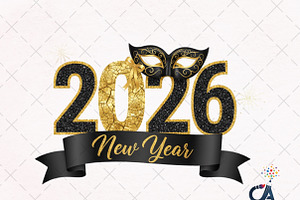 New Year 2026 Design Clipart, an Illustration by Creative Art