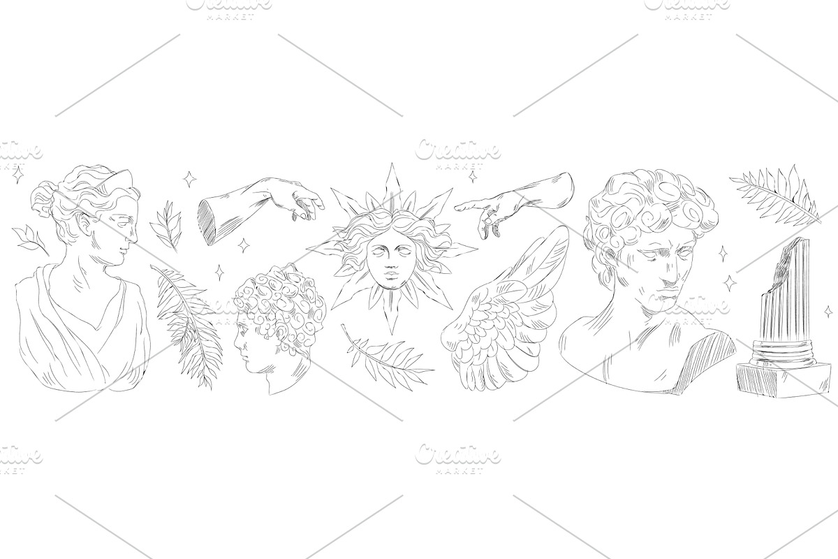 Ancient Greek statue sketch set, an Object Illustration by art PVP - market