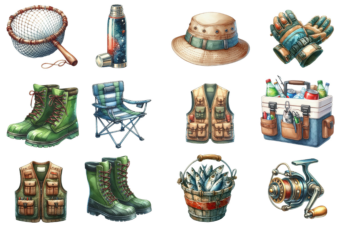 Summer Fishing Equipments Clipart, an Illustration by Designworld (Photo 4 of 5)