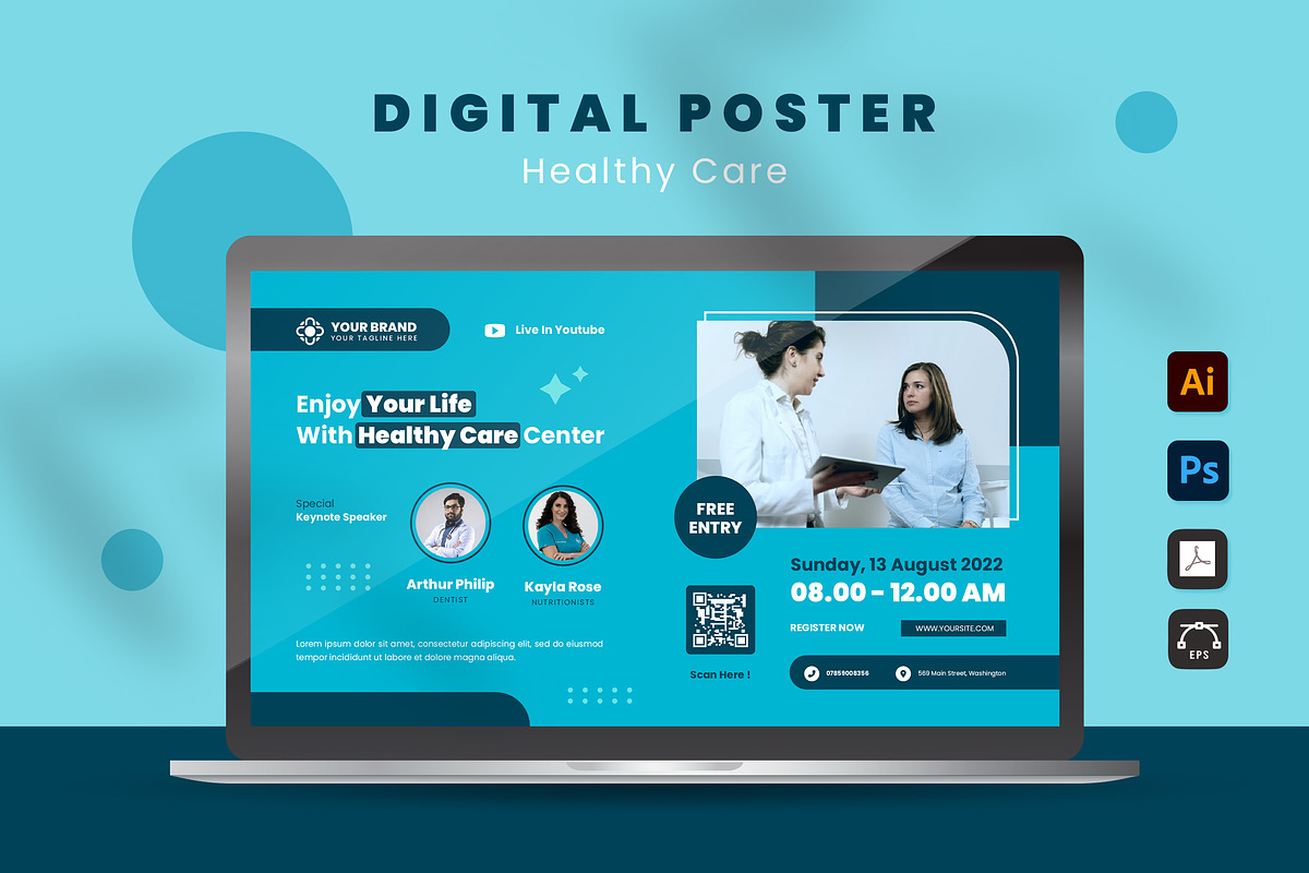 Healthy Care Digital Poster, a Templates & Theme by MikroType Std (Photo 1 of 4)