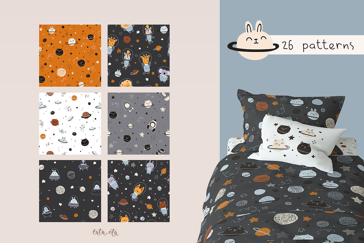 Space. Little astronauts, an Animal Illustration by tata_ota (Photo 6 of 13)
