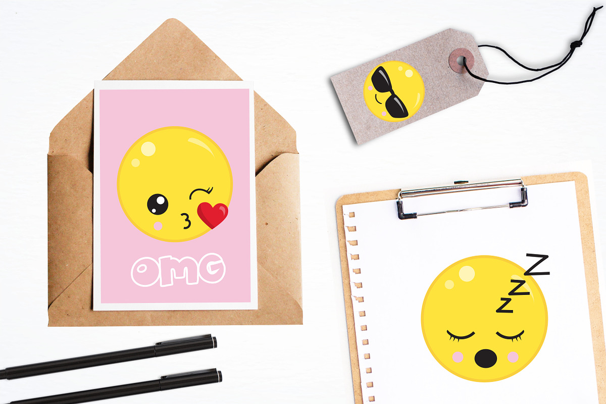 Cute emoji's illustration pack, an Illustration by PrettyBundles