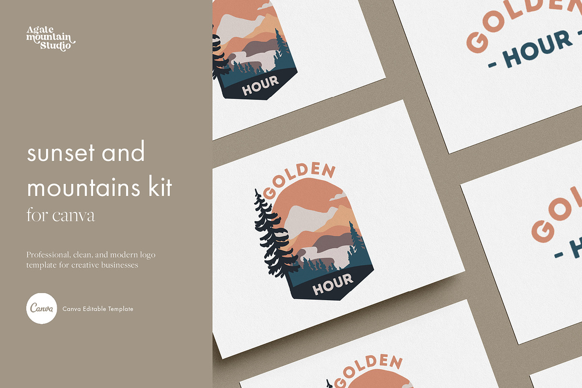 Golden Hour Canva Logo Template, a Branding & Logo Template by Agate Mountain Studio (Photo 1 of 5)