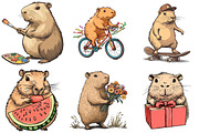 Watercolor Capybara Clipart, an Illustration by Watercolor design (Thumbnail 4 of 4)