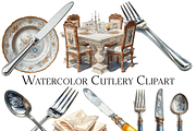 Watercolor Cutlery Clipart, an Object Graphic by ArtisticTimberStudio (Thumbnail 1 of 2)