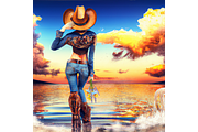 Art, Cowgirl, Watercolor, a Poster Template by Boho Pixel Dust (Thumbnail 1 of 6)