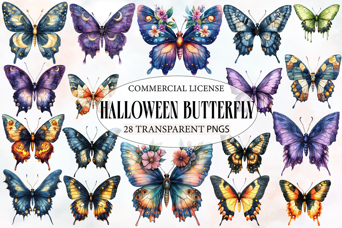 Halloween Butterfly Garden Clipart, an Illustration by Designworld (Photo 1 of 5)