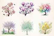 Pastel Spring Trees Clipart, an Illustration by DreamArtGraphic (Thumbnail 3 of 5)
